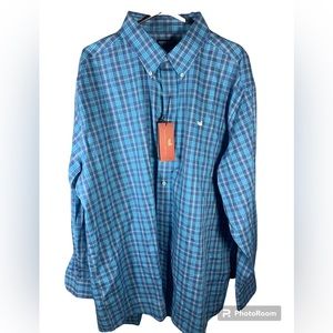Mens southern marsh dress shirt. Button-down collar. Blue plaid size 2 XL.
